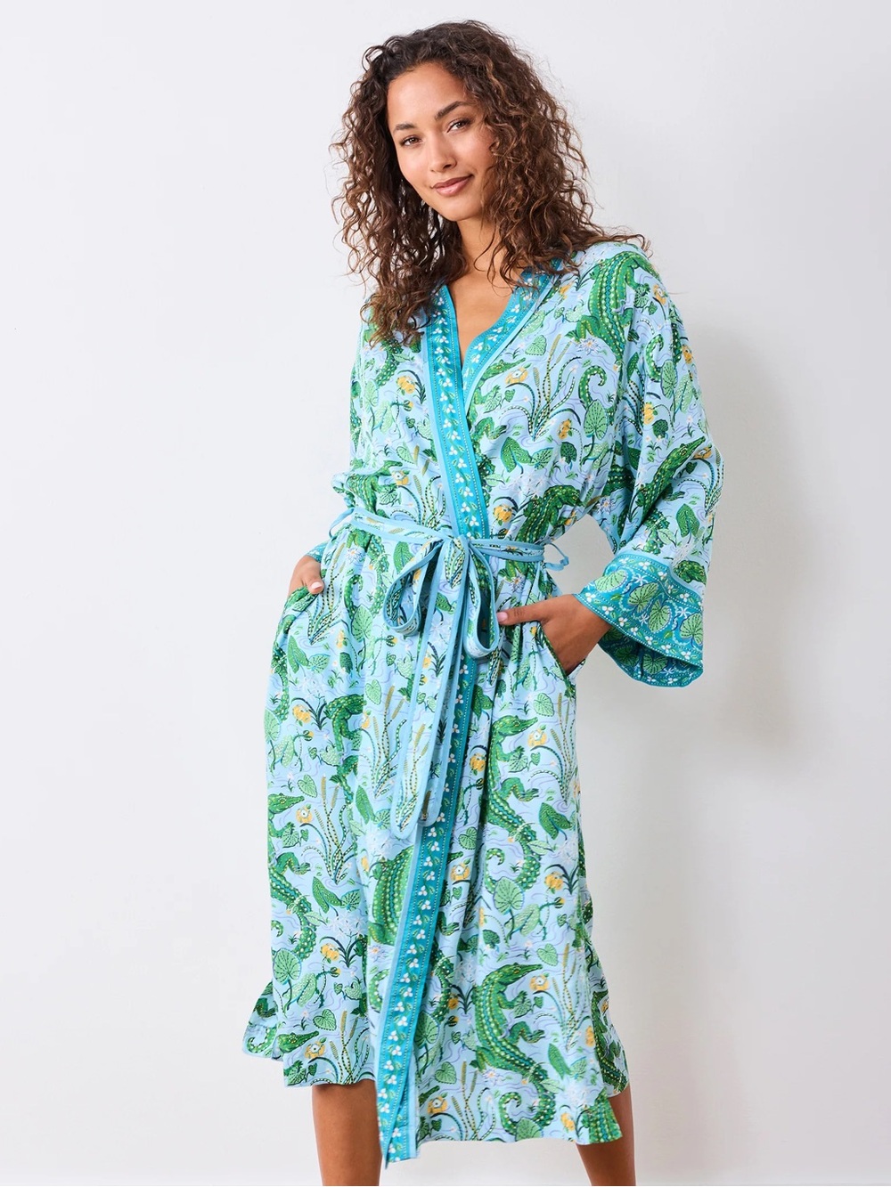 Printfresh Eco Satin Robe in Gator Grove - S/M